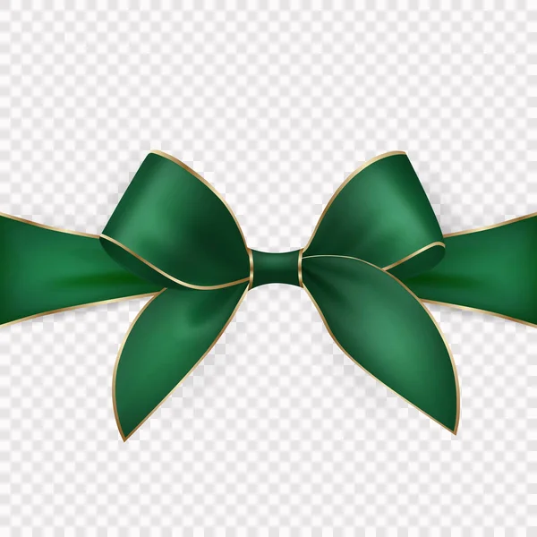 ベクトル3Dリアルな緑のクリスマスギフトリボン グリーティングカードのための弓 透明な背景に隔離されたギフト 弓デザインテンプレート 誕生日のための概念 クリスマスプレゼント ギフト 招待状 ボックス — ストックベクタ