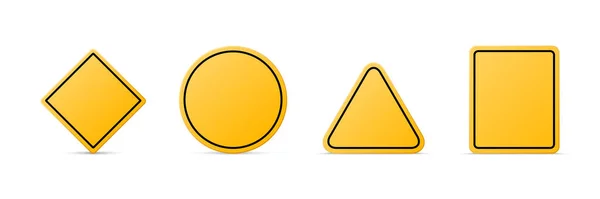 矢量黄色警告 危险停止签名帧图标集隔离 三角形 矩形危险标志收集 路标设计模版 — 图库矢量图片