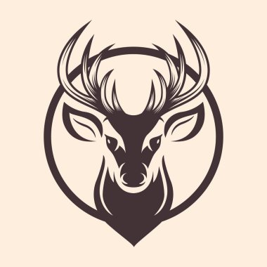 Boynuzlu Vektör Geyik Kafa, Boynuzlar. El çizimi Siyah ve Beyaz Ren Geyiği Portresi. Taslak, Ön Görüş. Vahşi Yaşam, Avcılar, Hippi, Noel, Yeni Yıl Konsepti için Tasarım Şablonu.