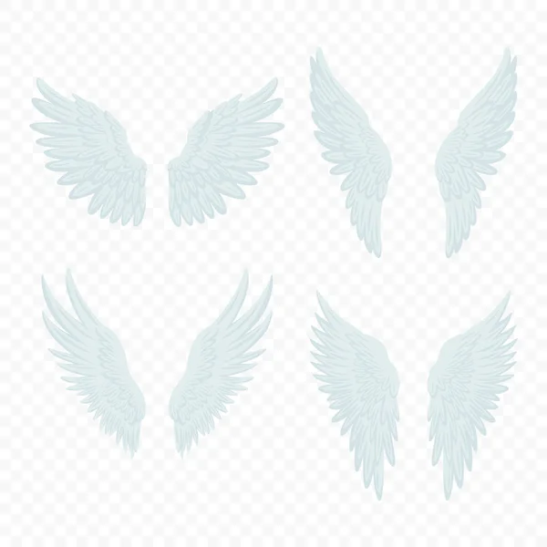 Векторный Набор Значков Белое Крыло Vintage Angel Icons Design Template — стоковый вектор