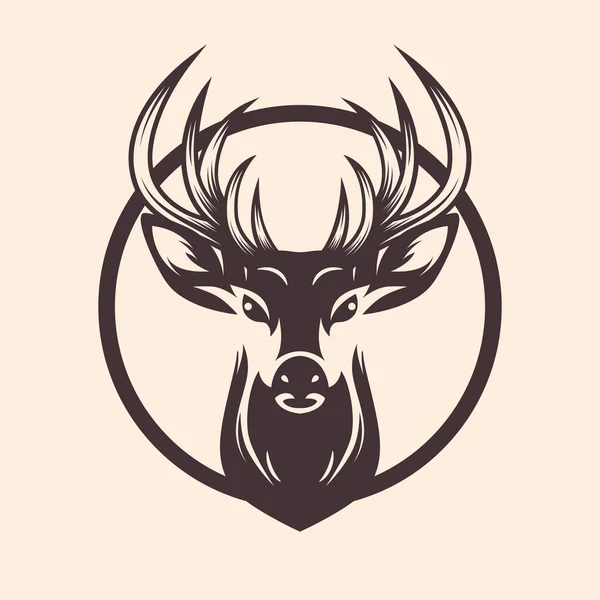 Vector Deer Hoofd Met Hoorns Antlers Handgetekend Zwart Wit Portret — Stockvector