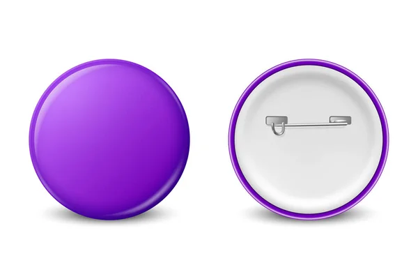 Векторная Переливающаяся Фиолетовая Круглая Пустая Кнопочка Набор Кнопок Изолированный Белом — стоковый вектор