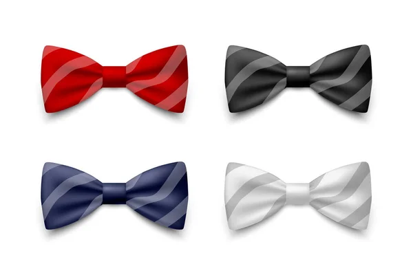 Vector Realistic Striped Blue Black Red White Bow Tie Ikona — Wektor stockowy