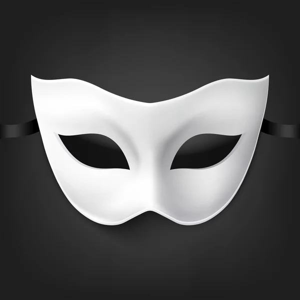 Vektor Realistický Prázdný Bílý Karneval Ročník Maska Ikona Detailní Izolované — Stockový vektor