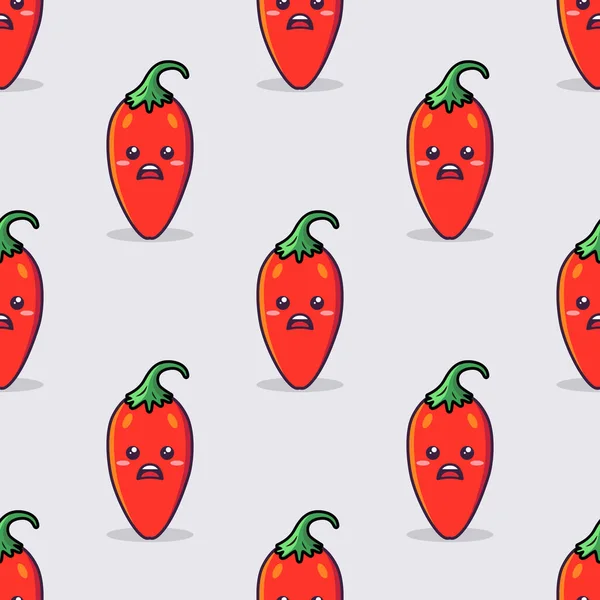 Векторная Паштета Шарлоткой Смешным Red Hot Chili Pepper Стиль Кавайи — стоковый вектор
