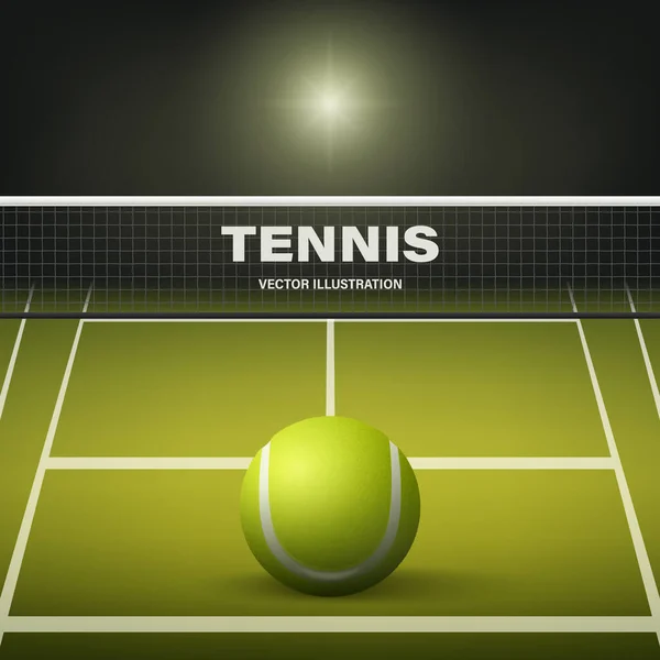 Vector Realistische Groene Textuur Tennisbal Icoon Close Geïsoleerd Top View — Stockvector