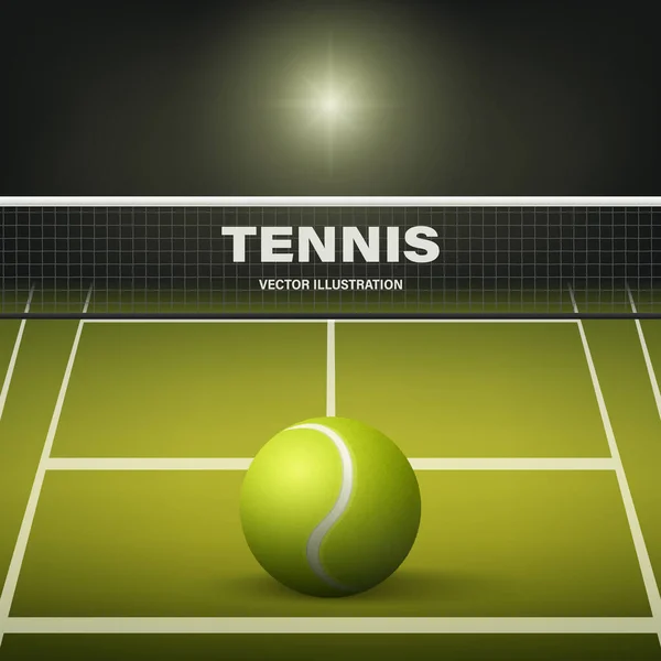 Vector Realistische Groene Textuur Tennisbal Icoon Close Geïsoleerd Top View — Stockvector