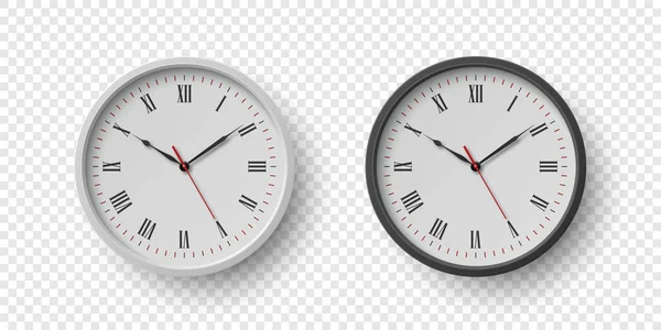 矢量3D圆壁办公室时钟与白色时钟拨号盘闭锁隔离 采购产品手表 设计模板 品牌的模型 矢量简单最小时钟 前视图中的手表 — 图库矢量图片#