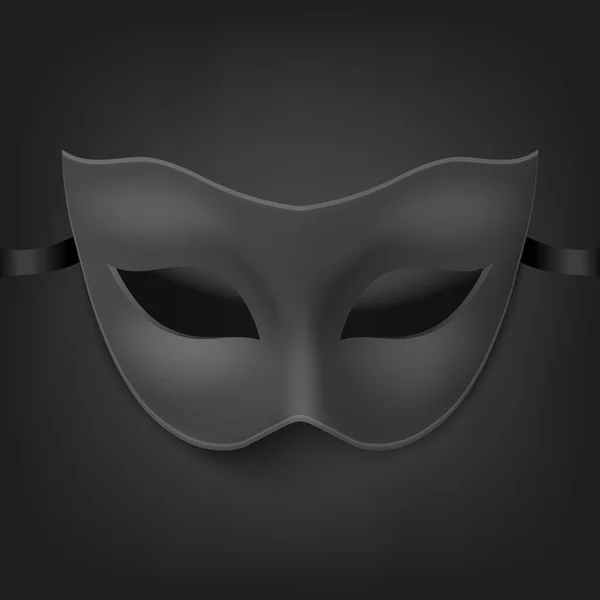 Vektor Realistický Prázdný Černý Karneval Ročník Maska Ikona Detailní Izolované — Stockový vektor