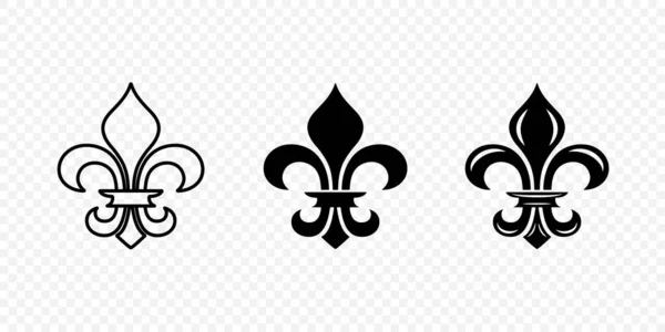 stock vector Vector Vintage White and Black Fleur De Lis Icon Set Isolated. Heraldic Lily, Retro Design Element. Vector Illustration.