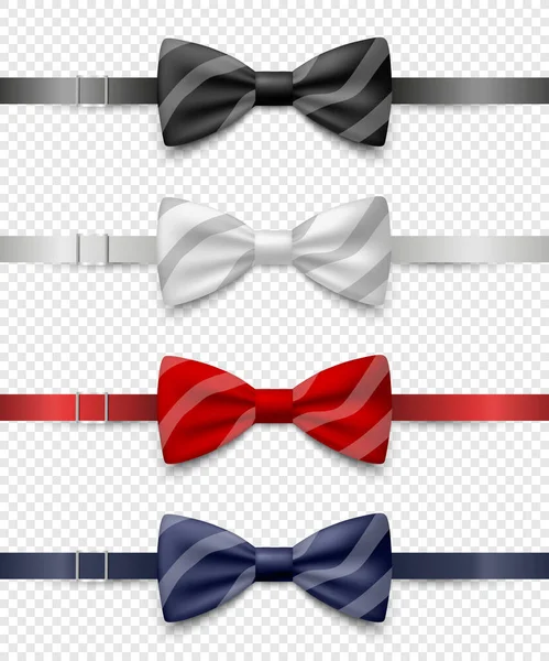 Vector Realistic Striped Blue Black Red White Bow Tie Ikona — Wektor stockowy
