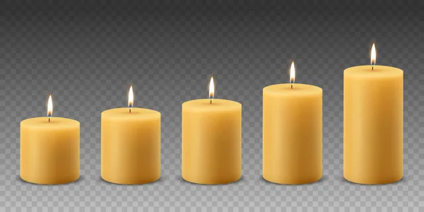 Vector Realistisch Geel Oranje Paraffine Wax Burning Party Spa Candle — Stockvector