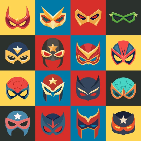 stock vector Vector Super Hero Masks Set in Flat Style. Face Character, Superhero Comic Book Mask Collection. Superhero Photo Props, Women and Men Masks, Carnival Glasses.