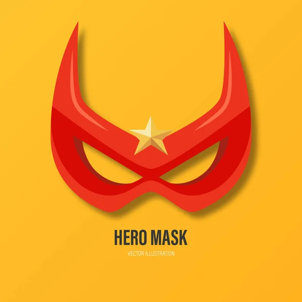 Vector Red Super Hero Mask Auf Gelbem Hintergrund Face Character — Stockvektor
