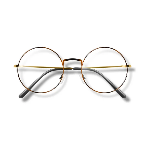 Vector Realistische Leopardenfarbe Brille Mit Rundem Rahmen Farblose Transparente Sonnenbrille — Stockvektor