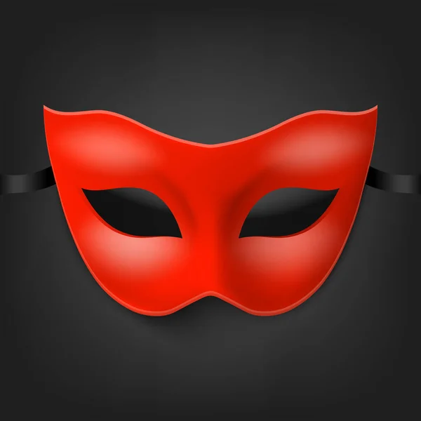 Vektor Realistický Prázdný Červený Karneval Ročník Maska Ikona Detailní Izolované — Stockový vektor