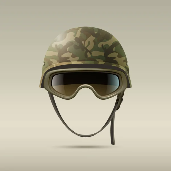 Vettore Realistico Casco Militare Con Proteggere Occhiali Icona Set Primo — Vettoriale Stock