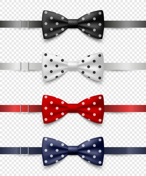 Vector Realistic Polka Dot Blue Black Red White Bow Tie — Wektor stockowy