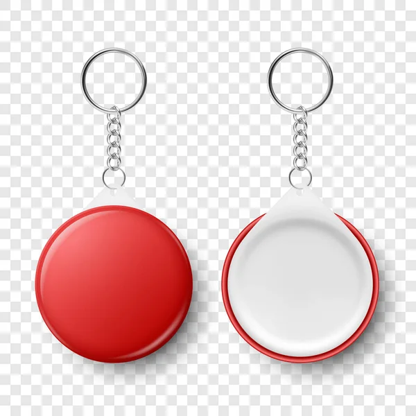 Vector Realistic Blank Red Keychain Ring Chain Key Isolatede 약자이다 — 스톡 벡터