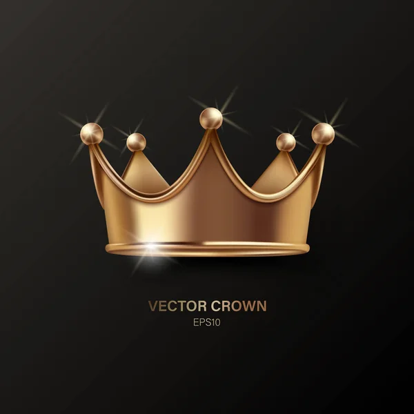 Vector Realista Oro Brillante Brillante Corona Icono Primer Plano Aislado — Vector de stock