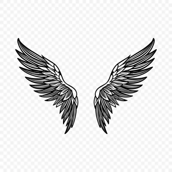 Векторная Икона Черного Крыла Икона Крыльев Винтажного Ангела Шаблон Дизайна — стоковый вектор