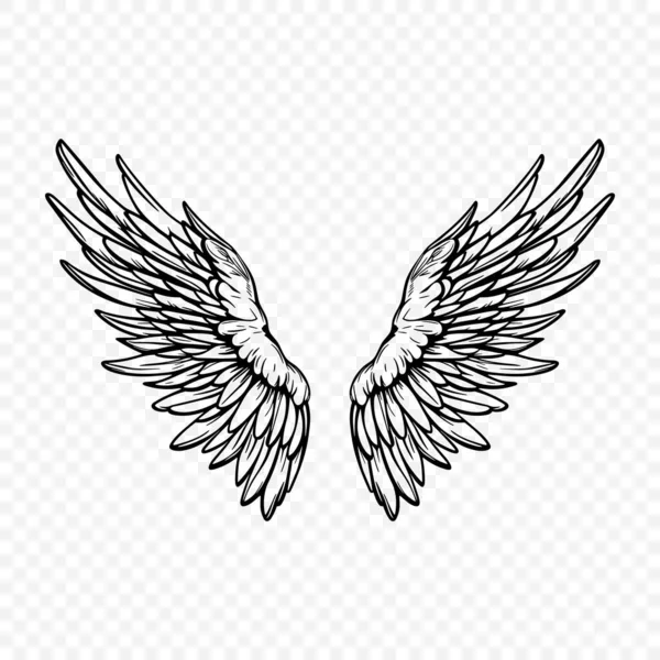 Icona Dell Ala Nera Vettoriale Vintage Angel Wings Icona Modello — Vettoriale Stock