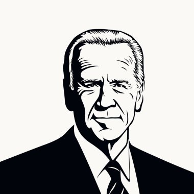 Georgia mı? 6 Temmuz 2023, Joe Biden 'ın Siyah ve Beyaz Kesim Portresi. ABD Başkanı Beyaz Arkaplanda tecrit edildi. Ön Manzara. Vektör İllüstrasyonu.