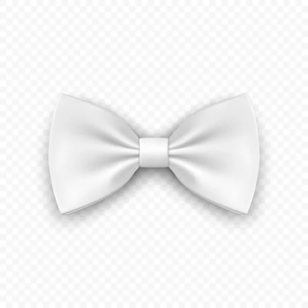 Vector Realistyczna Ikona White Bow Tie Odizolowana Jedwabny Błyszczący Łucznik — Wektor stockowy