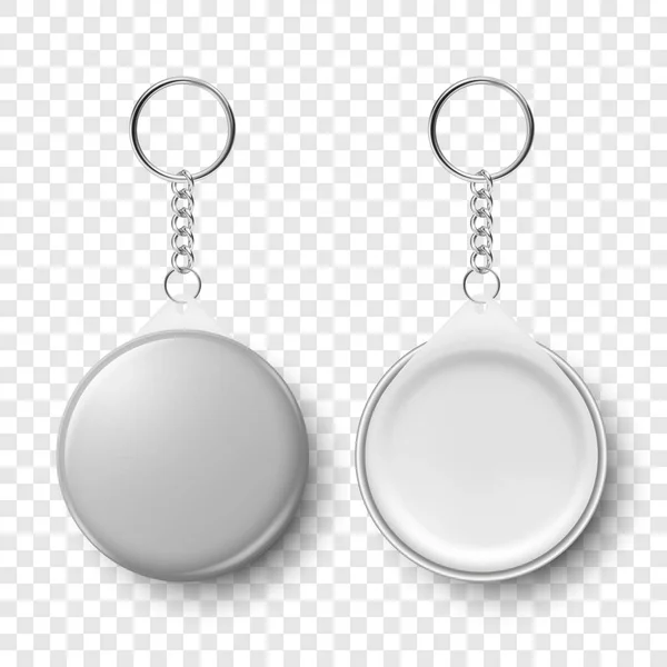 Векторный Трехмерный Брелок Blank Gray Keychain Брелоком Цепью Изоляции Ключей — стоковый вектор