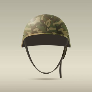 Vector 3d Realistic Military Helmet Closeup. Helmet, Army Symbol of Defense and Protect. Soldier Helmet Design Template.