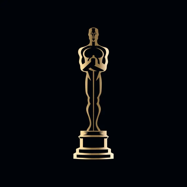 Vector Hollywood Golden Oscar Academy Award Statue Illustrationine Inglés Éxito — Vector de stock