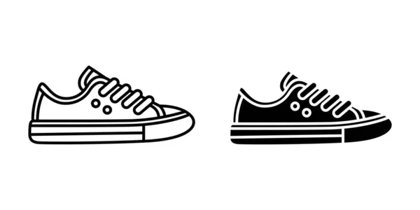 Flat Vector Silhouette Shoes Sneakers Icon Set Isolated Footwear Icons — Stock Vector