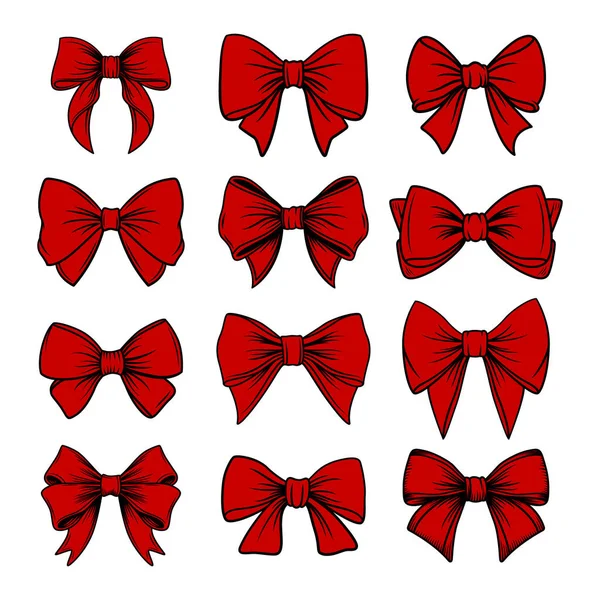 Vector Red Bow Tie Gift Bow Outline Cut Out Icon — Stock Vector