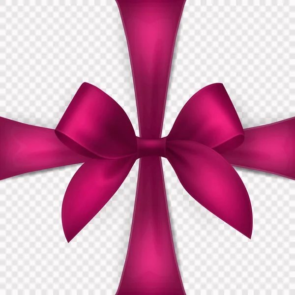 Вектор Реалистичный Розовый Подарочная Лента Лук Приветственной Карты Подарок Изолирован — стоковый вектор