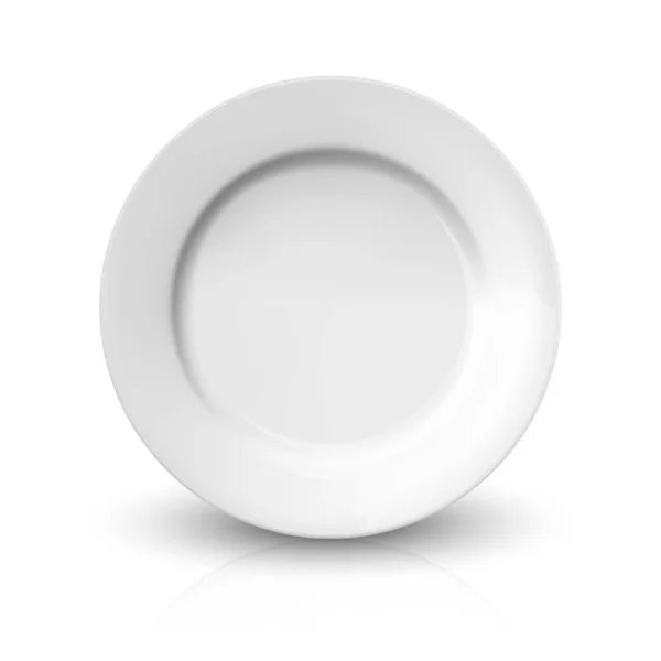Vektor Realistický Bílý Prázdný Porcelán Keramické Desky Ikona Closeup Izolované — Stockový vektor
