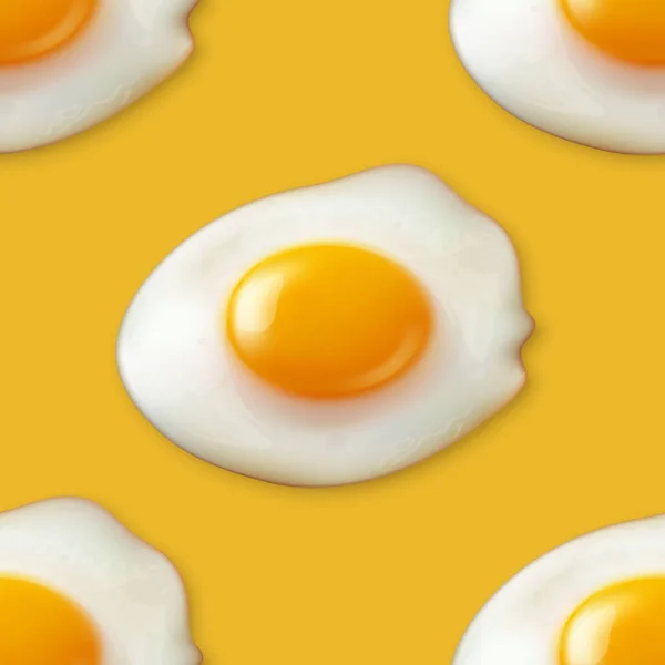 Vector Seamless Pattern Mit Realistischem Fried Egg Omelett Auf Gelbem — Stockvektor