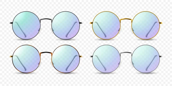 Vector Realista Marco Redondo Gafas Marco Aislado Gafas Sol Transparentes — Vector de stock