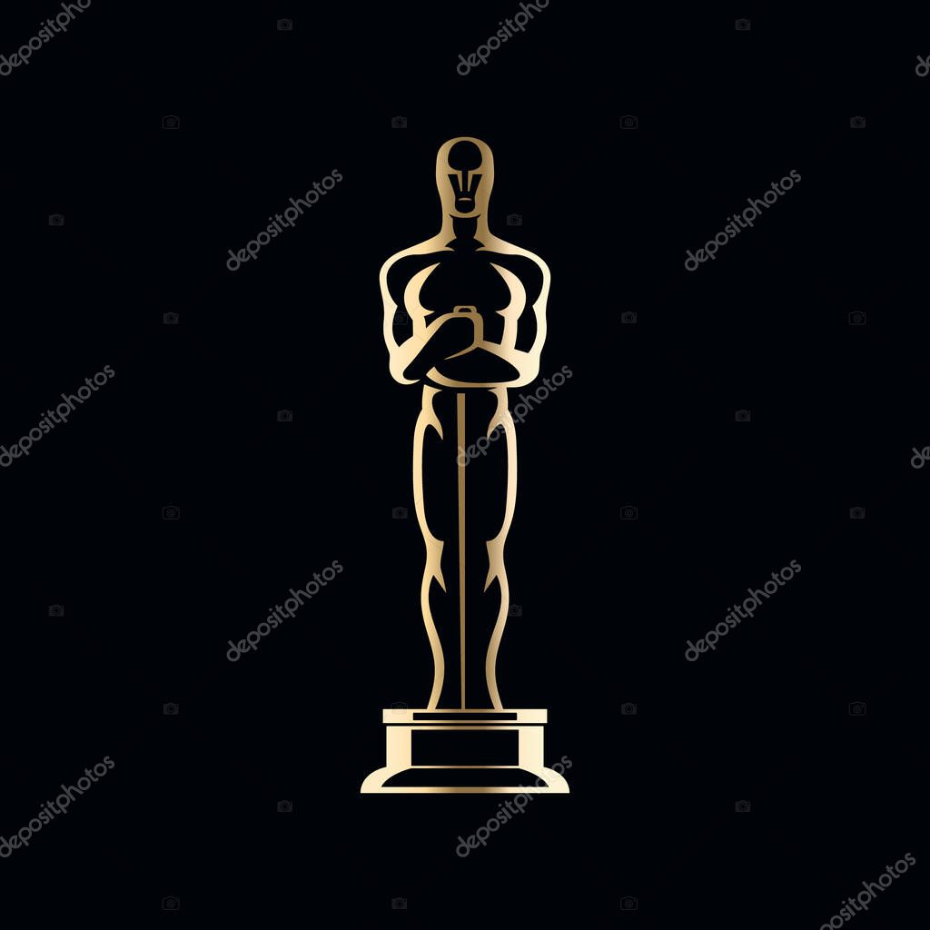 Golden Figurine, Award Prize, Cinematography Film Award Statue. Vector Illustration.