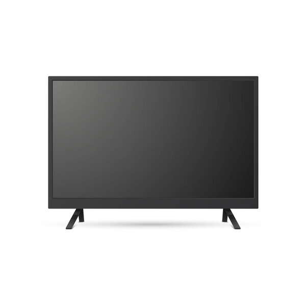 Vector 3d Realistic Modern TV Screen. Minimalistic Stylish Lcd Panel, Led TV Frame. Large Computer Monitor Display Design for Mockup. Blank Television Template. Catalog, Web Site Concept. Front View.