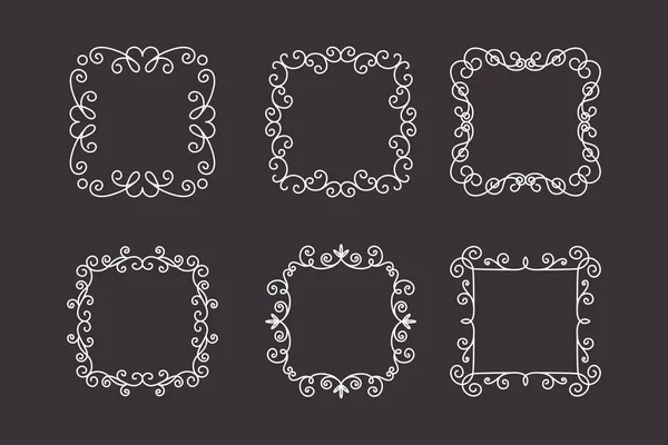 ベクトル装飾リニアフレームセット ヴィンテージフレームデザイン要素 フィギュア 装飾境界 ページ装飾 — ストックベクタ