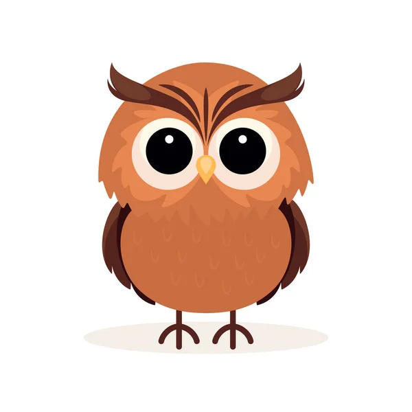 Vecteur Plat Chouette Mignonne Oiseau Petite Icône Hibou Adorable Personnage — Image vectorielle