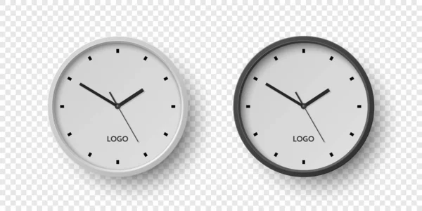 Vector Wall Office Clock White Clock Dial Set Closeup Isolated — 스톡 벡터