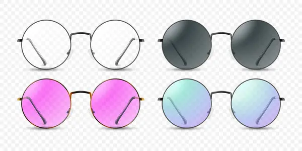 Vector Realistic Frame Glasses Frame Isolated Transparent Sunglasses Women Men — Stock Vector