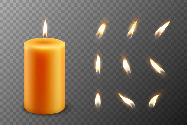 Διάνυσμα Ρεαλιστική Paraffin Wax Burning Party Spa Candle Και Burning — Διανυσματικό Αρχείο