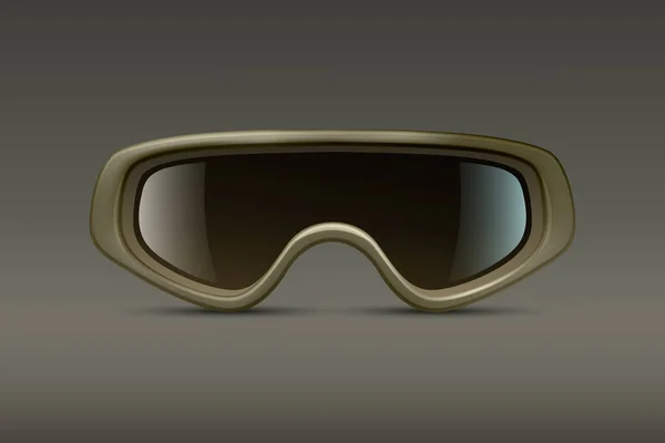 Vector Realistische Militärische Industrielle Grüne Schutzbrille Icon Closeup Isoliert Auf — Stockvektor