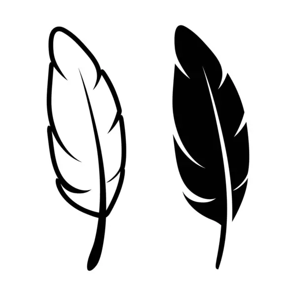 Vector Preto Branco Fluffy Feather Logo Icon Silhueta Conjunto Penas Ilustração De Bancos De Imagens