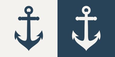 Vektör Sunucuları. Sunucu Silueti Simgesi Ayarlandı. Outline ile dayanak noktası. Çapa Tasarım Şablonu. Vektör İllüstrasyonu.