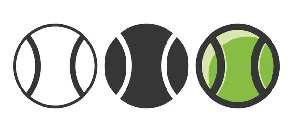 Vector Cartoon Tennis Ball Set Closeup Isolado Preto Branco Bola Ilustração De Bancos De Imagens