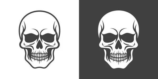 Vector Black White Skull Con Set Isolé Collection Crânes Avec Vecteurs De Stock Libres De Droits