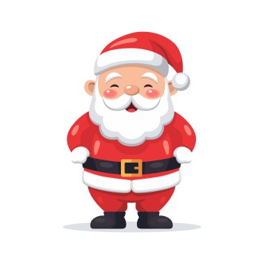 Gülümseyen Mutlu Noel Baba Simgesi 'nin Düz Vektör Portresi. Çizgi film Noel Baba Simgesi, İzole Vektör İllüzyonu, Ön Görünüm.